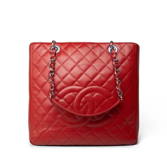 RARE!!! CHANEL PST XL RED QUILTED CAVIAR - Picture 2 of 16